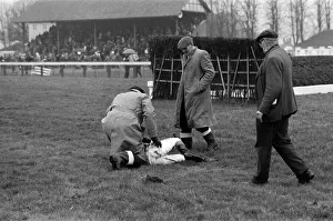 Horse racing at Windsor, a jockey who has fallen from his horse. 4th January 1972 Horse racing at Windsor, a jockey who has fallen from his horse. 4th January 1972