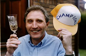 Howard Wilkinson Football Manager of Leeds United FC celebrates his side win of Howard Wilkinson Football Manager of Leeds United FC celebrates his side win of