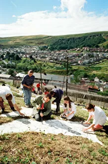 Images Dated 26th August 1997: A huge Dragon made from recycled marble on the hillside in Blaenllechau