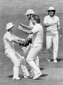 Ian Botham celebrates wicket during test match against New Zealand - August 1983 Ian Botham celebrates wicket during test match against New Zealand - August 1983