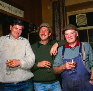 Ian Botham cricketer October 1982 Enjoying drink in pub with locals Ian Botham cricketer October 1982 Enjoying drink in pub with locals