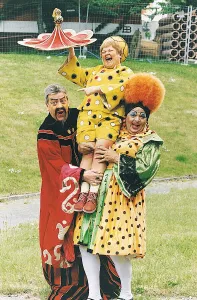 Ian & Janette Tough with Russell Lane in pantomime outfits - Aladdin at Pavilion Theatre Ian & Janette Tough with Russell Lane in pantomime outfits - Aladdin at Pavilion Theatre