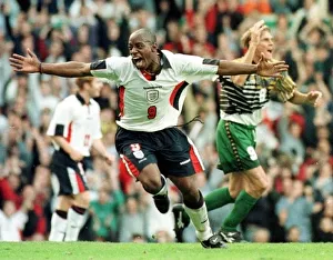Ian Wright Celebrates His Goal After Scoring For England against South Africa at Ian Wright Celebrates His Goal After Scoring For England against South Africa at