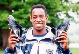 Ian Wright Footballer for England and Arsenal getting ready for England v Soviet Union Ian Wright Footballer for England and Arsenal getting ready for England v Soviet Union