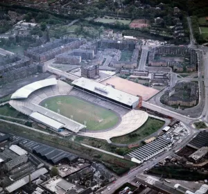 Ibrox Park Glasgow 1970s Rangers Football Club ground Aerial view circa 1975 Ibrox Park Glasgow 1970s Rangers Football Club ground Aerial view circa 1975