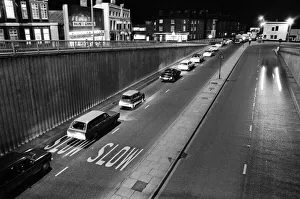 The Inner Distribution Road or IDR at night. Reading, Berkshire. 10th January 1975 The Inner Distribution Road or IDR at night. Reading, Berkshire. 10th January 1975