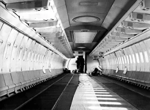 Inside the empty interior of the Boeing 707. 11/03/1971 Inside the empty interior of the Boeing 707. 11/03/1971