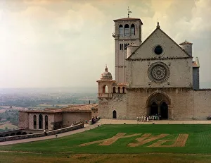 Italy Assisi front entrance to the Church of Saint Francis Italy Assisi front entrance to the Church of Saint Francis