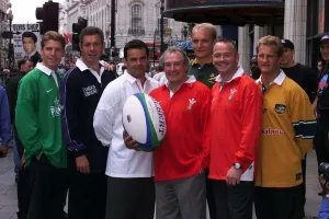 ITV rugby world cup September 1999 Rugby legends Brendan Mulligan, Gavin Hastings ITV rugby world cup September 1999 Rugby legends Brendan Mulligan, Gavin Hastings