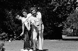 Images Dated 10th September 1980: ITVs Dickie Davies with his two sons, Pete (fair hair) and Dan