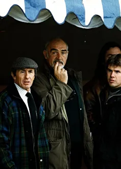 Jackie Stewart with actor Sean Connery at Gleneagles tartan jacket cap Jackie Stewart with actor Sean Connery at Gleneagles tartan jacket cap