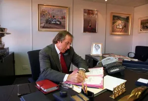 Jackie Stewart in his office at Milton Keynes October 1996 Jackie Stewart in his office at Milton Keynes October 1996
