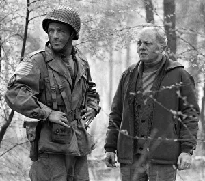 James Caan talks to sir Richard Atteneborough during a break in filming of " James Caan talks to sir Richard Atteneborough during a break in filming of "
