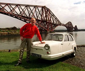 James Fraser with Bond car 875cc April 1998 James Fraser with Bond car 875cc April 1998