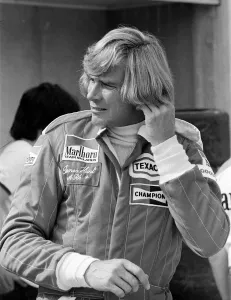 James Hunt attends a practice day for the British Grand Prix held at Brands Hatch, Kent James Hunt attends a practice day for the British Grand Prix held at Brands Hatch, Kent