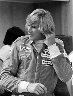 James HUnt attends a practice day for the British Grand Prix held at Brands Hatch, Kent James HUnt attends a practice day for the British Grand Prix held at Brands Hatch, Kent