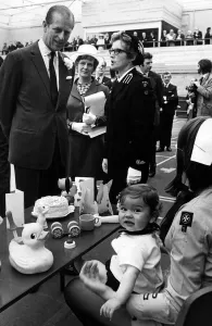 Jamie Burke of Liverpool celebrates his first birthday when Prince Philip visits Grange Jamie Burke of Liverpool celebrates his first birthday when Prince Philip visits Grange