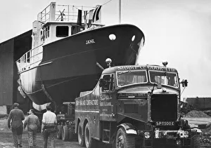 The Jane built by Tees Marine seen here at Normanby Wharf waiting to be lowered into The Jane built by Tees Marine seen here at Normanby Wharf waiting to be lowered into