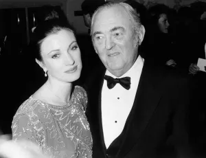 Jane Seymour actress with her father in March 1985 Jane Seymour actress with her father in March 1985