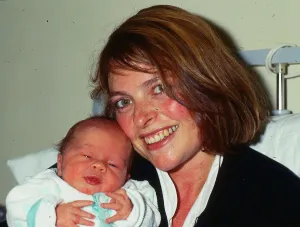 Janet Ellis TV television presenter August 1987 with baby son Jack Janet Ellis TV television presenter August 1987 with baby son Jack