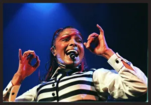 Janet Jackson in concert at the SECC June 1998 singing into microphone Janet Jackson in concert at the SECC June 1998 singing into microphone