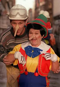 Janette Tough November 1998 as Jimmy Krankie wearing Pinocchio with construction builder Janette Tough November 1998 as Jimmy Krankie wearing Pinocchio with construction builder