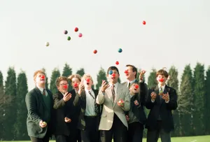 Jason Willis-Lee leads the team of jugglers from King Edward VI Five Ways School in their Jason Willis-Lee leads the team of jugglers from King Edward VI Five Ways School in their