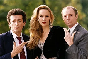 Jasper Carrott with Jerry Hall and Robert Powell in the comedy series " Jasper Carrott with Jerry Hall and Robert Powell in the comedy series "