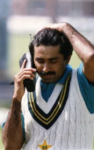 Javed Miandad Pakistan Cricket Captain On The Phone Before The Match Dbase Javed Miandad Pakistan Cricket Captain On The Phone Before The Match Dbase