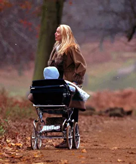 Jerry Hall December 1998 with baby Gabriel strolling in the park Jerry Hall December 1998 with baby Gabriel strolling in the park