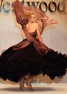 Jerry Hall wife of singer Mick Jagger models an outfit designed by Vivienne Westwood Jerry Hall wife of singer Mick Jagger models an outfit designed by Vivienne Westwood