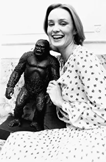 Jessica Lange Actress holding a model of King Kong after arriving in London Dbase MSI Jessica Lange Actress holding a model of King Kong after arriving in London Dbase MSI