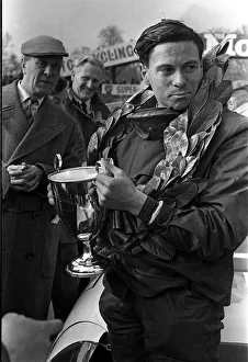 Jim Clark motor racing champion with trophy in 1963 Jim Clark motor racing champion with trophy in 1963