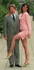 Jim Davidson TV Presenter introduces Melanie Stace his new co star in the Generation Jim Davidson TV Presenter introduces Melanie Stace his new co star in the Generation