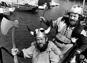 Jim Nicholson (left) and Magnus Simpson, dressed in Viking costume arriving at Blyth Jim Nicholson (left) and Magnus Simpson, dressed in Viking costume arriving at Blyth