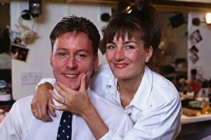 Jim White TV with wife Fiona after he shaved off his moustache August 1988 Jim White TV with wife Fiona after he shaved off his moustache August 1988