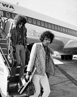 Heathrow Airport Collection: Jimi Hendrix arrives with members of his band 'The Jimi Hendrix Experience'