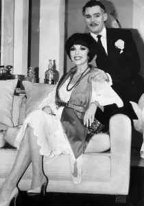 Joan Collins the actress acting in the play The Last Night of Mrs Cheyney at Joan Collins the actress acting in the play The Last Night of Mrs Cheyney at