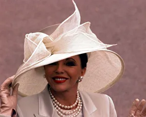 Joan Collins at Royal Ascot 1998 Actress wearing white hat Joan Collins at Royal Ascot 1998 Actress wearing white hat