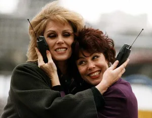 Joanna Lumley actress and Ruby Wax comedian celebrate the launch of a new Cellnet Joanna Lumley actress and Ruby Wax comedian celebrate the launch of a new Cellnet