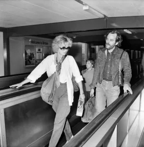 Joanna Lumley with her son and a friend seen leaving Heathrow Airport today for Canada Joanna Lumley with her son and a friend seen leaving Heathrow Airport today for Canada
