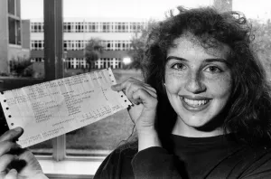 Joanne Thomas of Cardiff's Fitzalan High School was thrilled with her eight GCSE Joanne Thomas of Cardiff's Fitzalan High School was thrilled with her eight GCSE