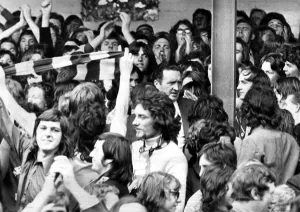 Jock Stein amongst the crowd at Annfield in Stirling August 1972 Jock Stein amongst the crowd at Annfield in Stirling August 1972