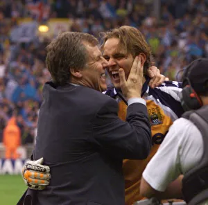 Joe Royle hugs Manchester City May 1999 goalkeeper Nickky Weaver after winning 4-3 Joe Royle hugs Manchester City May 1999 goalkeeper Nickky Weaver after winning 4-3
