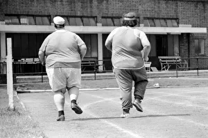 Jogger-nauts: John Robinson sports writer with Colin Taylor jogging in Battersea Park Jogger-nauts: John Robinson sports writer with Colin Taylor jogging in Battersea Park