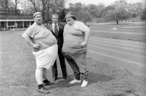 Jogger-nauts: John Robinson sports writer with Colin Taylor jogging in Battersea Park Jogger-nauts: John Robinson sports writer with Colin Taylor jogging in Battersea Park