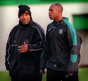John Barnes coach wearing hat December 1999 and Ian Wright at Celtic training on Boxing John Barnes coach wearing hat December 1999 and Ian Wright at Celtic training on Boxing