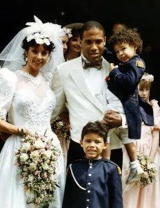 John Barnes Football player Wedding day with wife Suzy Bicknell and children Jamie John Barnes Football player Wedding day with wife Suzy Bicknell and children Jamie