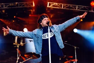 John Bon Jovi performing at the Gateshead International Stadium. 27/06/95 John Bon Jovi performing at the Gateshead International Stadium. 27/06/95