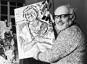 Images Dated 20th February 1978: John Bratby Artist with one of his four paintings of the Queen Mother. 1978